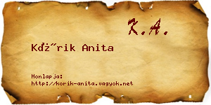 Kórik Anita névjegykártya