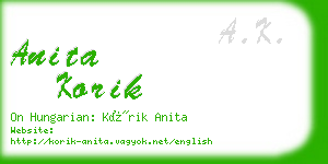 anita korik business card